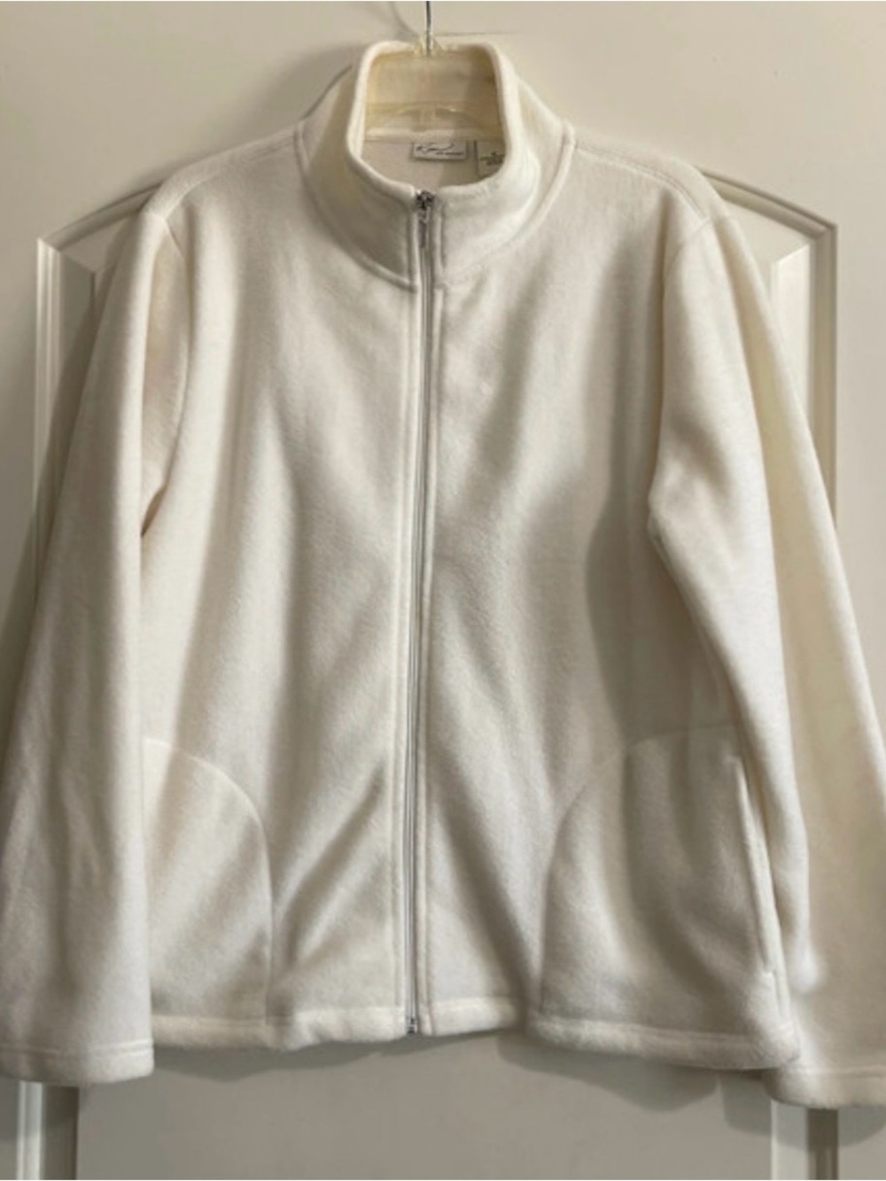 Kim Rogers Ivory Full-Zip Teddy Fleece Jacket M
